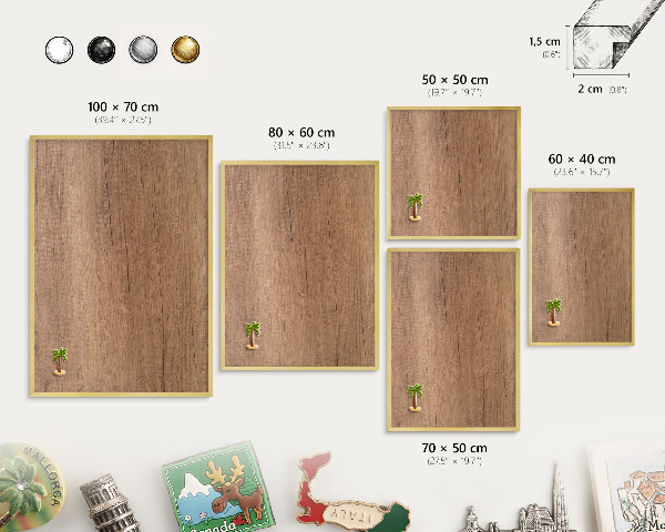 Pizarra magnética de pared en color oro Textura de madera