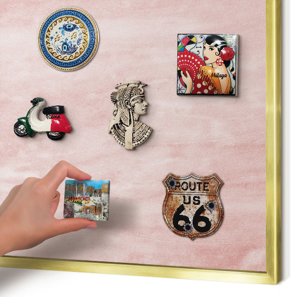 Tablero para imanes decorativo con marco dorado Textura rosa