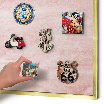 Tablero para imanes decorativo con marco dorado Textura rosa