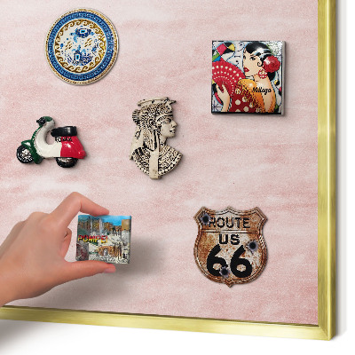 Tablero para imanes decorativo con marco dorado Textura rosa