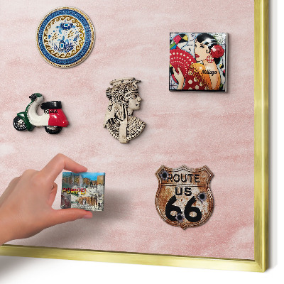 Tablero para imanes decorativo con marco dorado Textura rosa