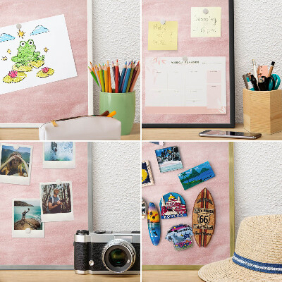 Tablero para imanes decorativo con marco dorado Textura rosa