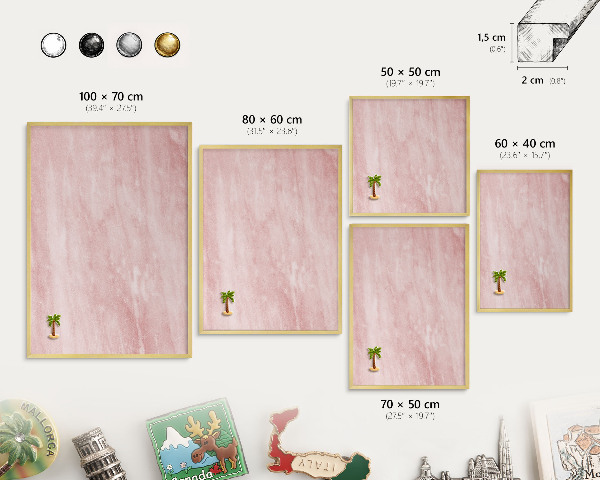 Tablero para imanes decorativo con marco dorado Textura rosa