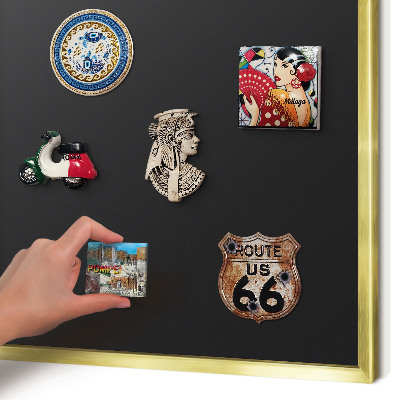 Tablero para imanes decorativo con marco dorado Negro