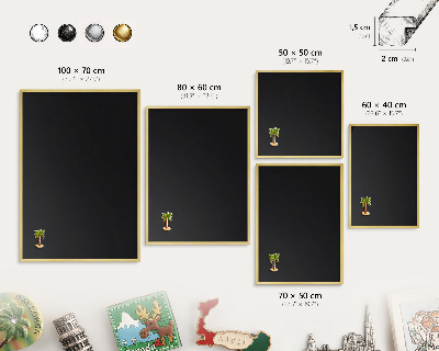 Tablero para imanes decorativo con marco dorado Negro