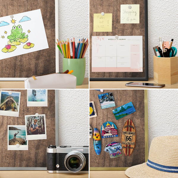 Tablero para imanes decorativo con marco dorado Textura de madera