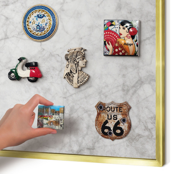 Tablero para imanes decorativo con marco dorado Mármol gris