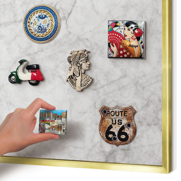 Tablero para imanes decorativo con marco dorado Mármol gris