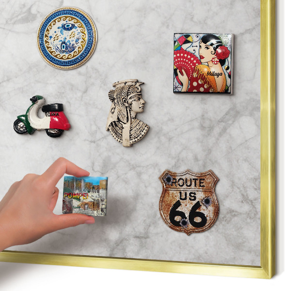 Tablero para imanes decorativo con marco dorado Mármol gris