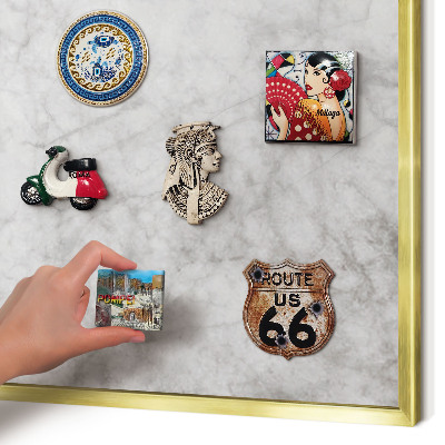 Tablero para imanes decorativo con marco dorado Mármol gris