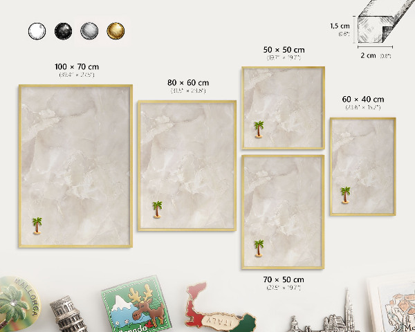 Pizarra magnética de pared en color oro Mármol beige