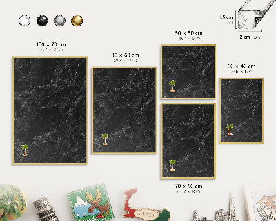 Tablero para imanes decorativo con marco dorado Mármol negro