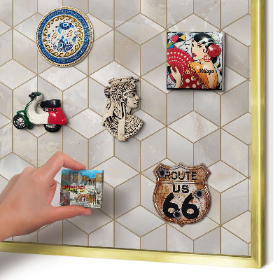 Pizarra magnética de pared en color oro Fondo cúbico