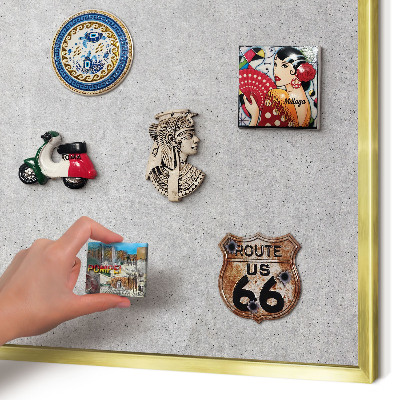 Tablero para imanes decorativo con marco dorado Textura gris