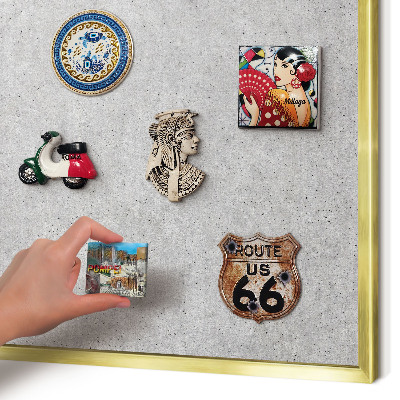 Tablero para imanes decorativo con marco dorado Textura gris