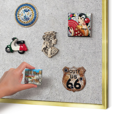 Tablero para imanes decorativo con marco dorado Textura gris