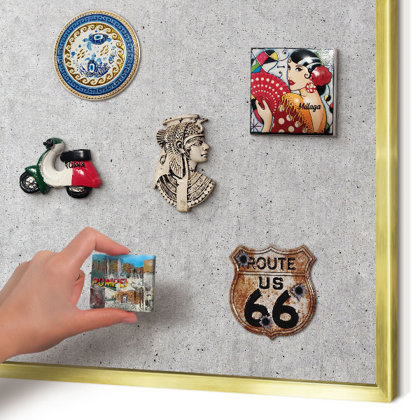 Tablero para imanes decorativo con marco dorado Textura gris