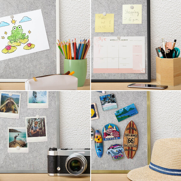 Tablero para imanes decorativo con marco dorado Textura gris