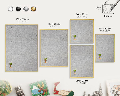 Tablero para imanes decorativo con marco dorado Textura gris