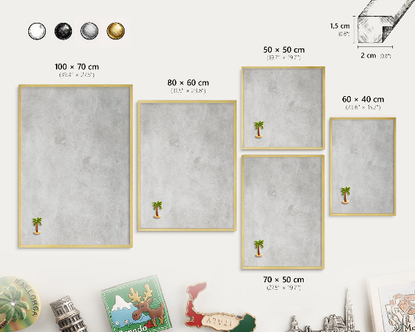 Pizarra magnética de pared en color oro Elegancia gris