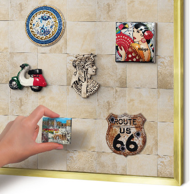 Tablero para imanes decorativo con marco dorado Elegancia neutral