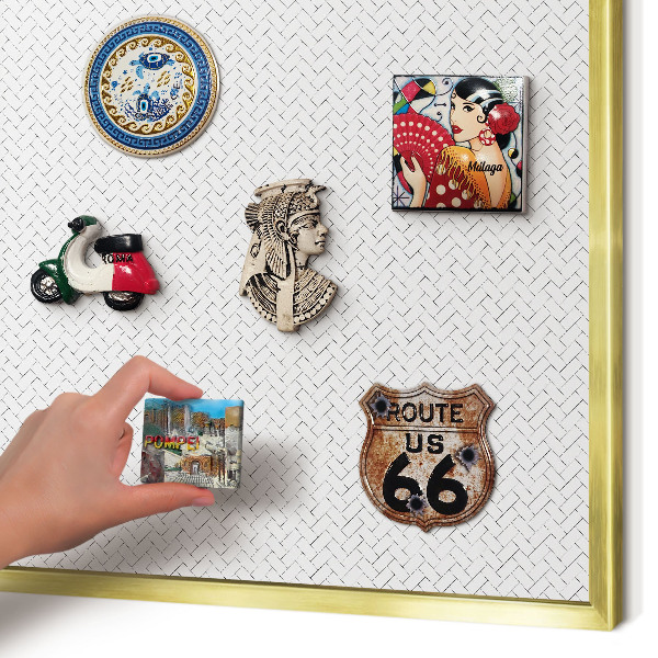 Tablero para imanes decorativo con marco dorado Espiga blanca