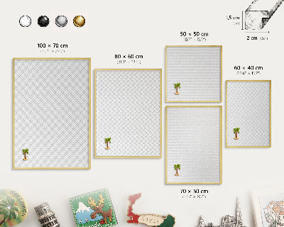 Tablero para imanes decorativo con marco dorado Espiga blanca