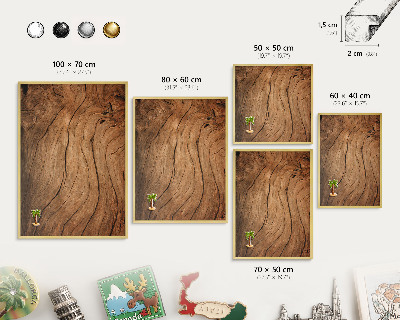 Tablero para imanes decorativo con marco dorado Veta de madera