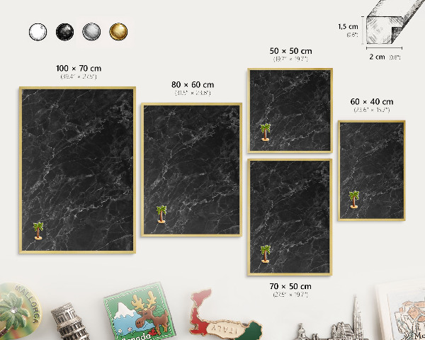 Tablero para imanes decorativo con marco dorado Elegancia del mármol