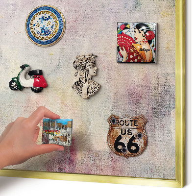 Tablero para imanes decorativo con marco dorado Abstracción en tonos pastel