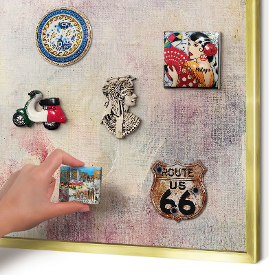Tablero para imanes decorativo con marco dorado Abstracción en tonos pastel