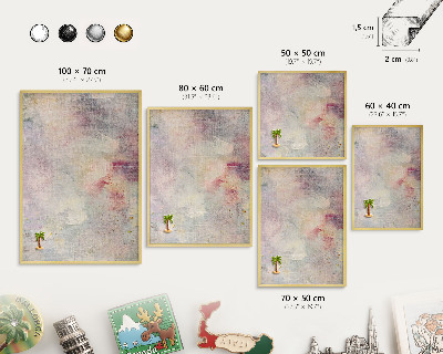 Tablero para imanes decorativo con marco dorado Abstracción en tonos pastel