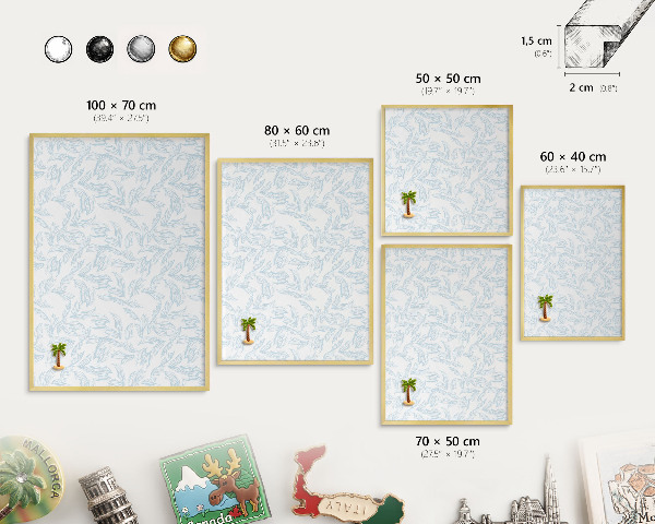 Tablero para imanes decorativo con marco dorado Tema claro