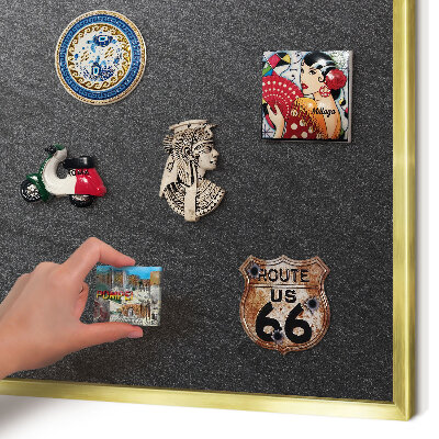 Tablero para imanes decorativo con marco dorado Textura negra