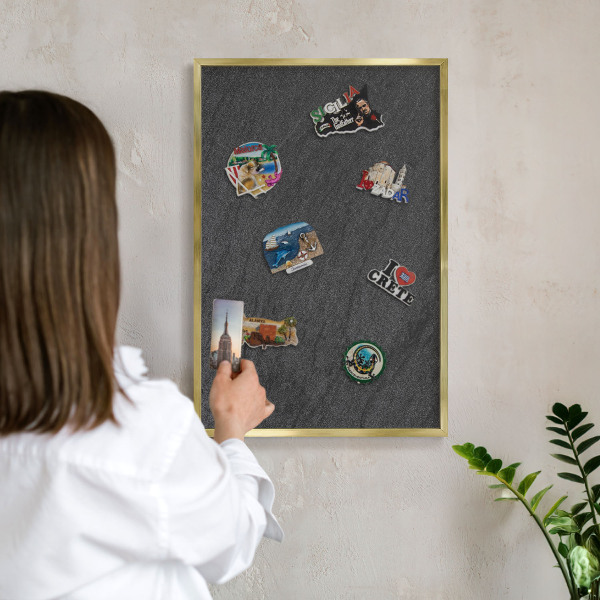 Tablero para imanes decorativo con marco dorado Textura negra