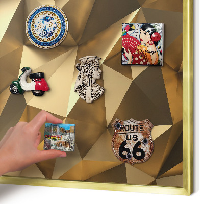 Tablero para imanes decorativo con marco dorado Geometría cálida