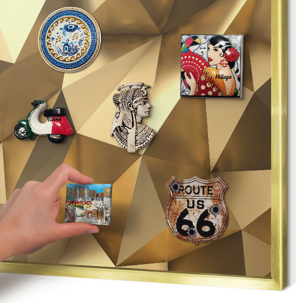Tablero para imanes decorativo con marco dorado Geometría cálida