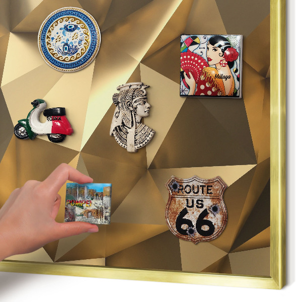 Tablero para imanes decorativo con marco dorado Geometría cálida