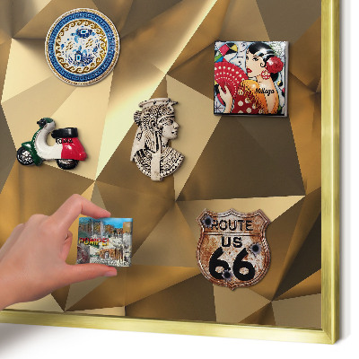 Tablero para imanes decorativo con marco dorado Geometría cálida