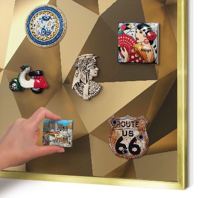 Tablero para imanes decorativo con marco dorado Geometría cálida