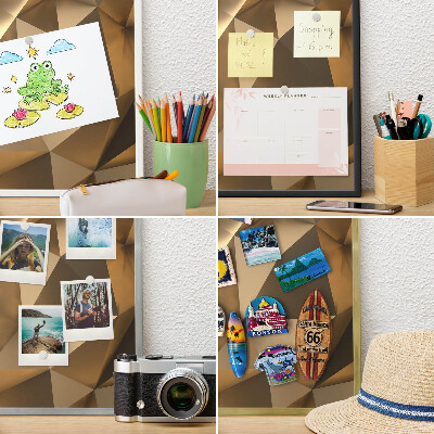Tablero para imanes decorativo con marco dorado Geometría cálida