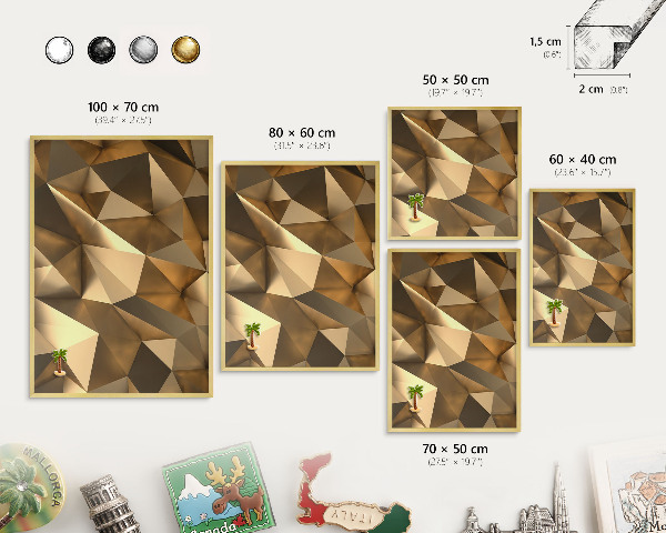 Tablero para imanes decorativo con marco dorado Geometría cálida