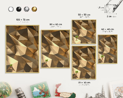 Tablero para imanes decorativo con marco dorado Geometría cálida