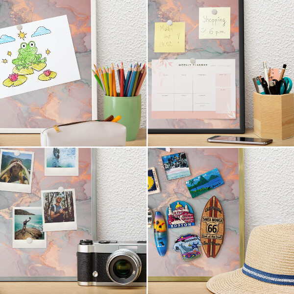 Tablero para imanes decorativo con marco dorado Abstracción colorida
