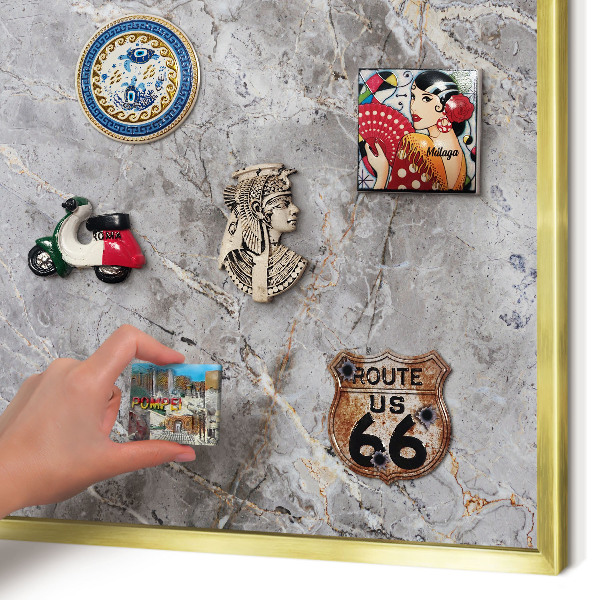 Pizarra magnética de pared en color oro Mármol estampado