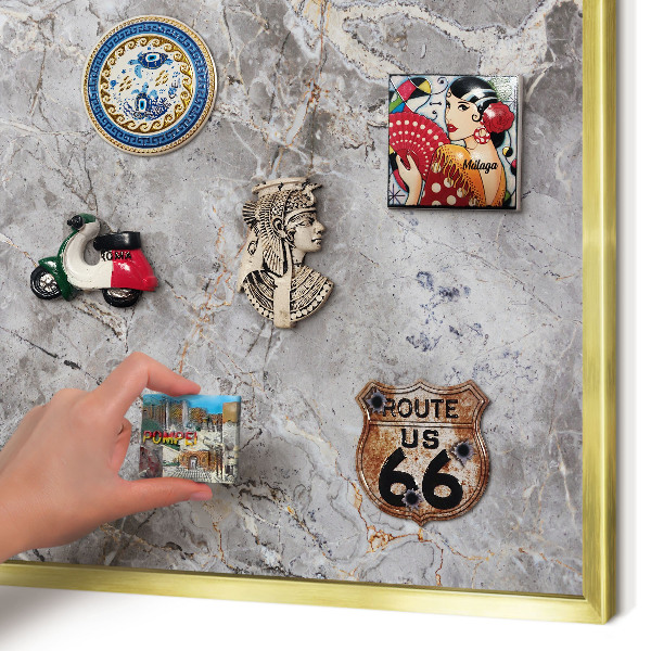 Pizarra magnética de pared en color oro Mármol estampado