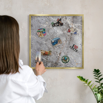 Pizarra magnética de pared en color oro Mármol estampado