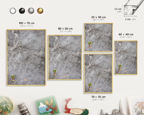 Pizarra magnética de pared en color oro Mármol estampado