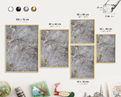 Pizarra magnética de pared en color oro Mármol estampado