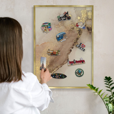 Tablero para imanes decorativo con marco dorado Brillo elegante